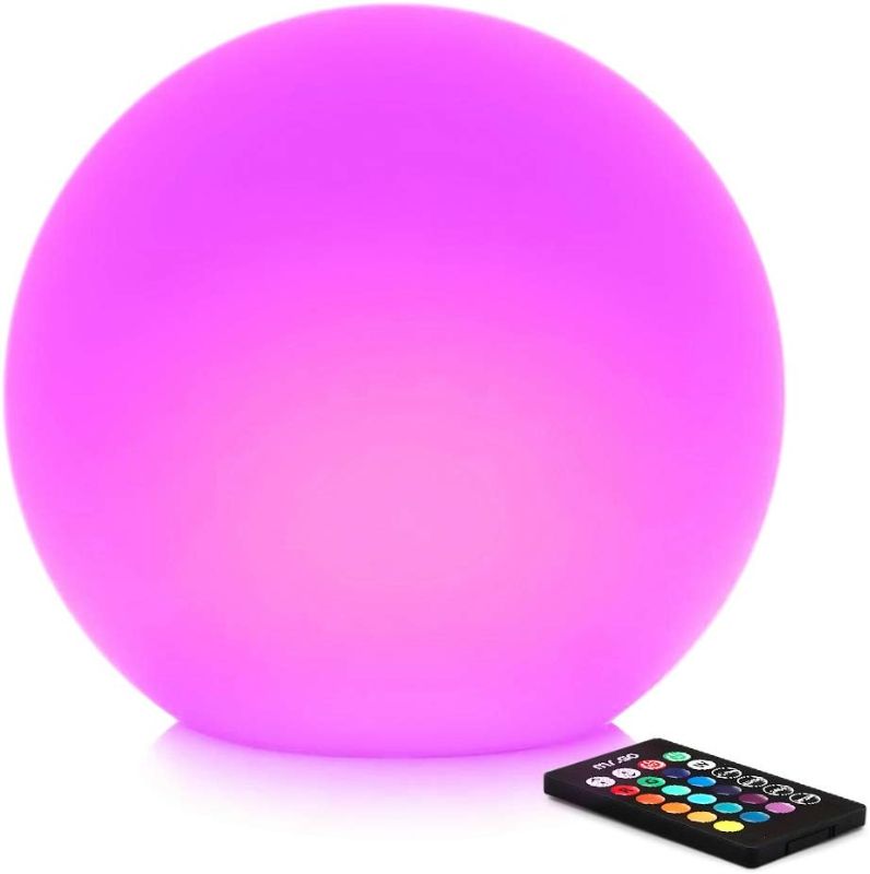 Photo 1 of *MISSING CHARGER AND REMOTE*
Mr.Go 12-inch Rechargeable Color-Changing LED Ball Light Globe Orb Lamp w/Remote