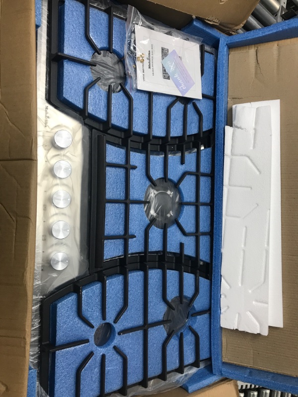 Photo 1 of 36 Inch Gas Cooktop, Maharlika Gas Stove Top Bulit-in with 5 Burner Stainless Steel Total 41,132 BTU, 36" NG/LPG Convertible Cooktops Dual Fuel, Five Burner Propane Cooktop with Thermocouple Protect
