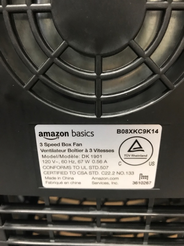 Photo 3 of Amazon Basics 3 Speed Box Fan, 20-Inch 20-inch Box Fan