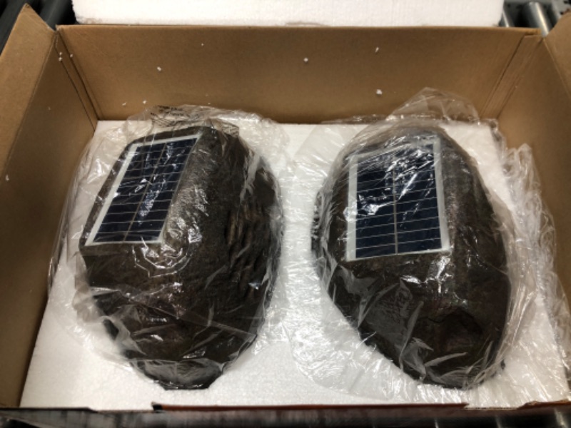 Photo 1 of Alpine Corporation Weather-Resistant Bluetooth Solar-Powered Outdoor Wireless Rock Speaker – Set of 2