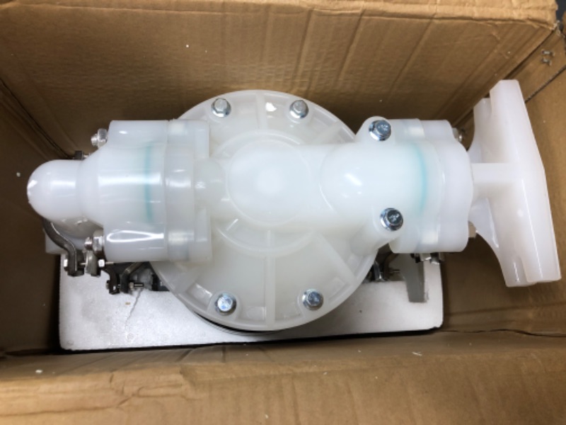 Photo 2 of Happybuy Air-Operated Double Diaphragm Pump 1 inch Inlet/Outlet 30GPM Polypropylene Max 120PSI for Chemical and Industrial Use 07 80GPM Polypropylene PTFE