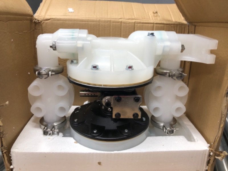 Photo 3 of Happybuy Air-Operated Double Diaphragm Pump 1 inch Inlet/Outlet 30GPM Polypropylene Max 120PSI for Chemical and Industrial Use 07 80GPM Polypropylene PTFE