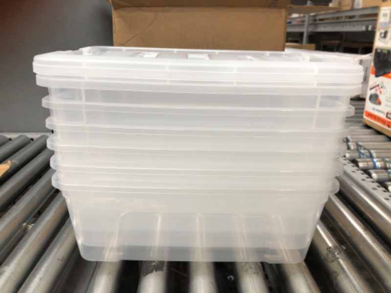 Photo 2 of * See Notes * IRIS USA 32 Qt. Plastic Storage Bin Tote Organizing Container with Durable Lid and Secure Latching Buckles, Stackable and Nestable, 6 Pack, Crystal Clear 32 Qt. - 6 Pack, Crystal Clear