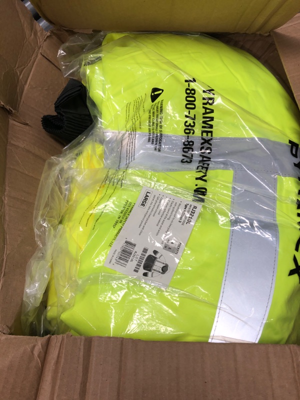 Photo 2 of PYRAMEX RJ3210L RJ32 Series Jackets Hi-Vis Lime Bomber Jacket with Quilted Lining - Size Large & Ergodyne - 6823 Black Wind-Proof Hinged Balaclava Face Mask (16823) Large Hi-vis Lime Bomber Jacket + Ski Mask, Black