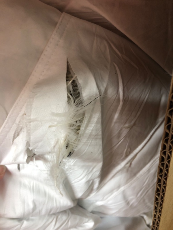 Photo 3 of ***damaged***WhatsBedding 5 Inch Goose Down and Feather Bed, Luxury Extra Thick Mattress Topper King Size, Hotel Collection 1900 GSM Overfilled Pillow Top, Hand Made 1200TC Egyptian Cotton Fabric, 78x80 Inch Cotton King