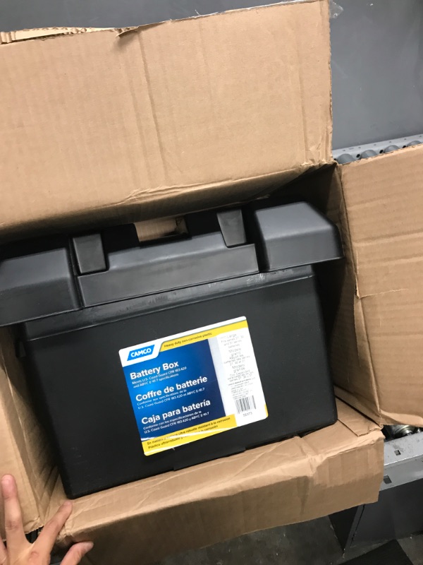 Photo 1 of Camco Large Battery Box with Straps and Hardware - Group 27, 30, 31 |Safely Stores RV, Automotive, and Marine Batteries | Measures Inside 7-1/4" x 13-1/4" x 8-5/8" | (55373) Frustration Free Packaging Large Battery Box