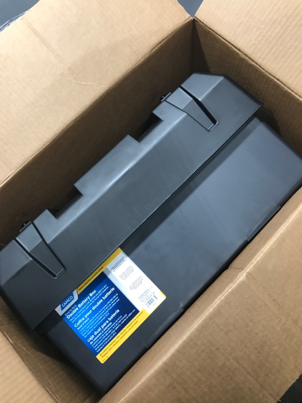 Photo 2 of Camco Heavy Duty Double Battery Box with Straps and Hardware - Group GC2 | Safely Stores RV, Automotive, and Marine Batteries | Measures Inside 21-1/2" x 7-3/8" x 11-3/16" | (55375) Frustration Free Packaging Double Battery Box