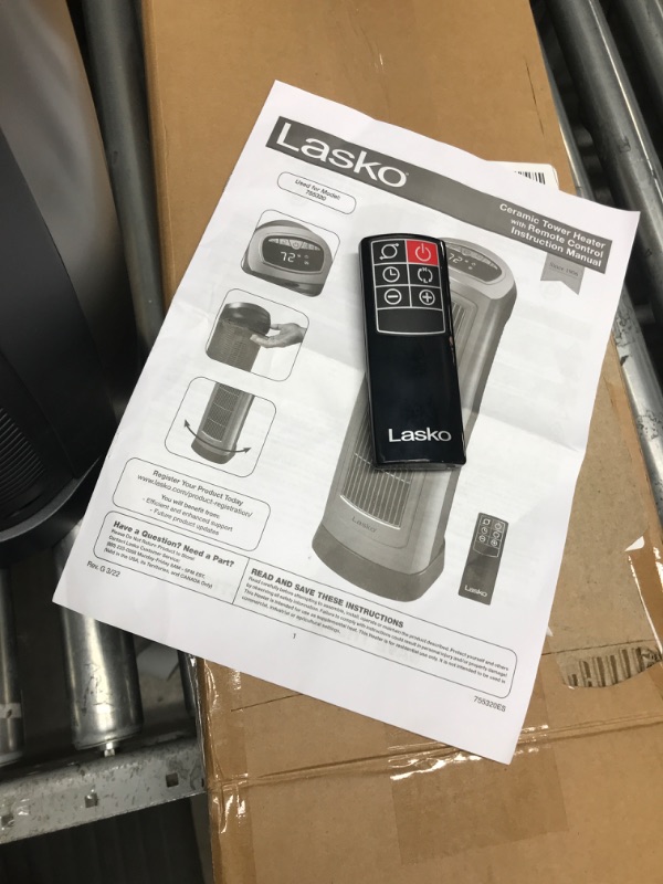 Photo 2 of Lasko 1500W Digital Ceramic Space Heater with Remote, 755320, Silver