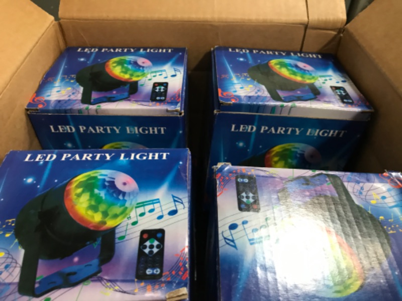 Photo 2 of  [8PACK] Portable Sound Activated Party Lights for Outdoor Indoor, Battery Powered/USB Plug in, Dj Lighting, Disco Ball Light, Strobe Light Stage Lamp for Car Room Parties Decorations Dance
