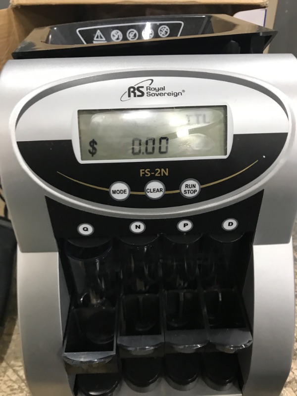 Photo 2 of Royal Sovereign 2 Row Electric Coin Counter/Sorter with Patented Anti-Jam Technology and Digital Counting Display (FS-2N), Black/Silver