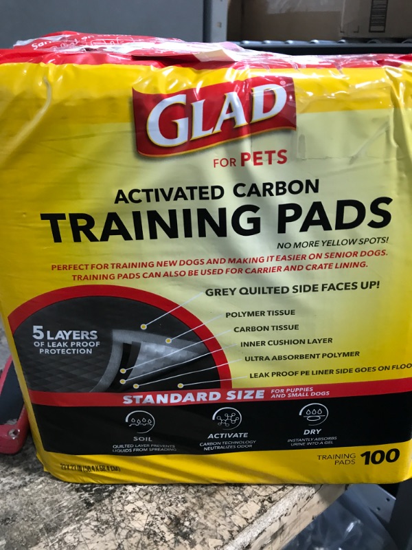 Photo 2 of Glad for Pets Black Charcoal Puppy Pads 23" x 23" | Puppy Potty Training Pads That ABSORB & NEUTRALIZE Urine Instantly | New & Improved Quality Puppy Pee Pads, 100 count Regular - 23" x 23" 100 Count