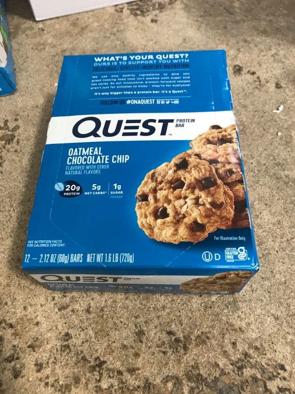 Photo 1 of *2/9/2024* Quest Nutrition Oatmeal Chocolate Chip Protein Bar, High Protein, Low Carb, Gluten Free, Keto Friendly, 12 Count 12 Count S'mores