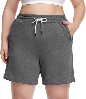Photo 1 of POSESHE Women's Plus Size Running Shorts Casual Summer Athletic Workout Shorts High Waisted Gym Yoga Lounge Shorts Pants