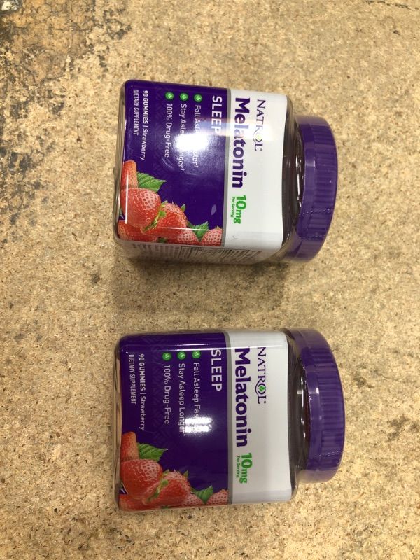 Photo 1 of 2 PACK Natrol Melatonin 10mg, Dietary Supplement for Restful Sleep, 90 Strawberry-Flavored Gummies, 45 Day Supply 10mg 90 Count 