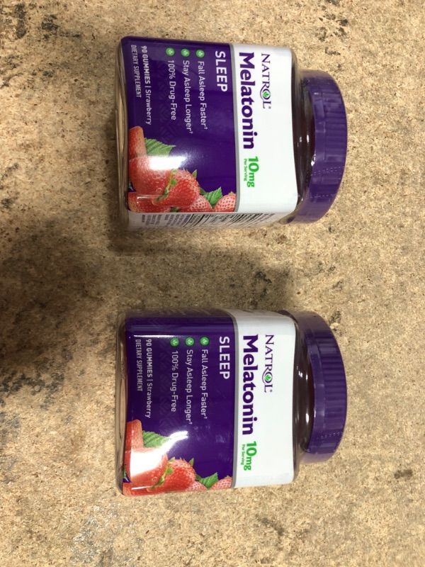Photo 1 of 2 PACK Natrol Melatonin 10mg, Dietary Supplement for Restful Sleep, 90 Strawberry-Flavored Gummies, 45 Day Supply 10mg 90 Count 