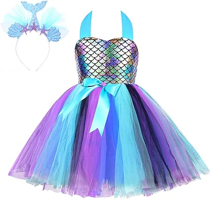 Photo 1 of 2 PACK Simplecc Girls Mermaid Costume Mermaid Princess Tutu Dress for Birthday Party 1-10Years