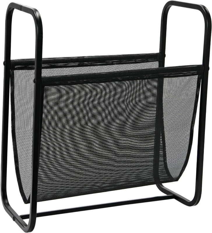 Photo 1 of Household Essentials Household Essentials Mesh and Metal Indoor/Outdoor Log Holder or Magazine Rack, Black
