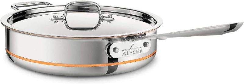 Photo 1 of All-Clad 6403 SS Copper Core 5-Ply Bonded Dishwasher Safe Saute Pan with Lid/Cookware, 3-Quart, Silver
