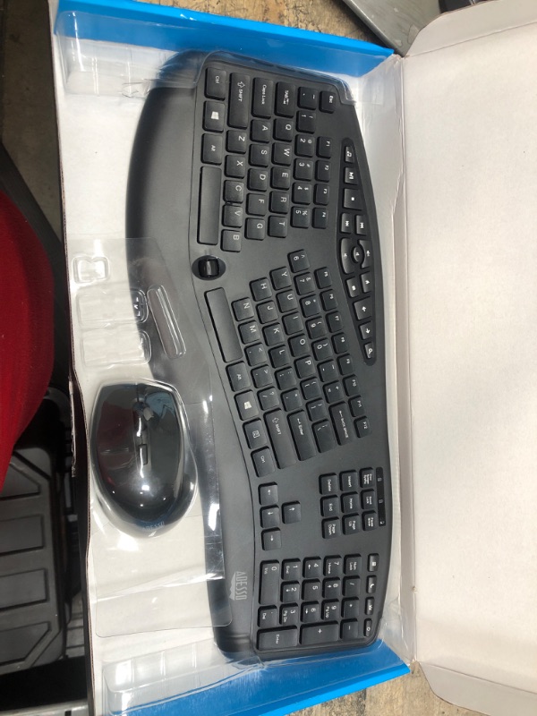 Photo 2 of Adesso Truform Media 1600 (WKB-1600CB) 2.4GHz RF Wireless Ergonomic Keyboard and Optical Mouse , Multi-Media Keys and Adjustable DPI Mouse 5 Million Keystrokes Black
