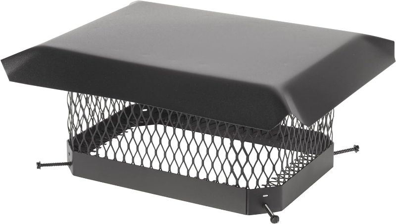 Photo 1 of (HARDWARE INCLUDED) HY-GUARD HG913 Single Bolt On Galvanized Steel Chimney Cover, Mesh Size 3/4", Fits Outside Existing Clay Flue Tile, 9" x 13", Black 9" x 13" Galvanized Steel