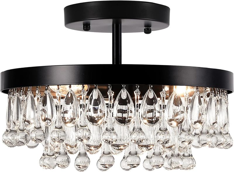 Photo 1 of **BROKEN GLASS PIECES**
SEOL-Light Vintage Black Crystal Drops  3 Light,120W  15"(Dia)*10"(H)