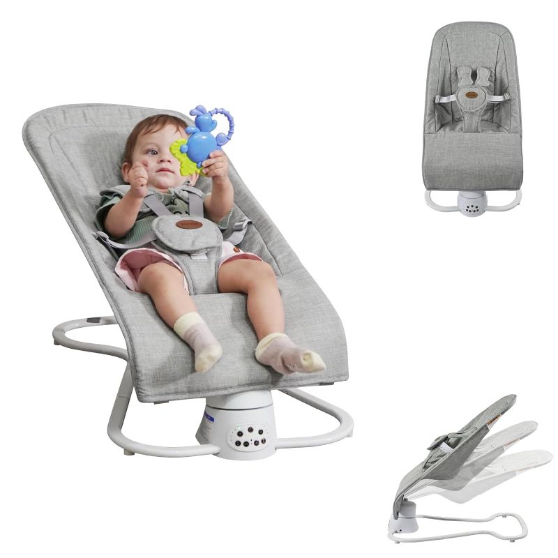 Photo 1 of (SEE NOTES) Grey & White Baby Bouncer & Baby Swing, Electric Baby Bouncer & Baby Swings Seat, Bouncer for Babies 0-6 Months, Soothing Baby Bouncer 2 in 1 with Music