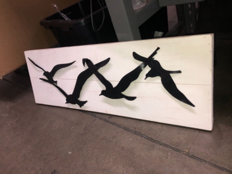 Photo 2 of (SEE NOTES+PHOTOS) Deco 79 Metal Bird Wall Decor, 36" x 1" x 12", Black 36"L x 1"W x 12"H Black