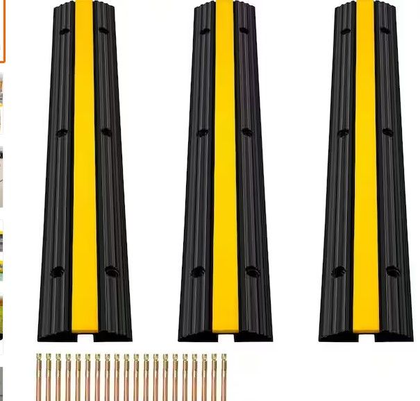 Photo 1 of 3 PCS Cable Protector Ramp 1 Channel 22046 LBS Loading Protective Wire Cord Ramp Heavy-Duty for Driveway
