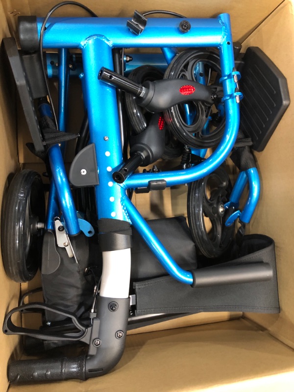 Photo 2 of 2 in 1 Rollator Walkers for Seniors with Padded Seat- Medical Transport Chair Walker with Adjustable Handle and Reversible Backrest (Blue)