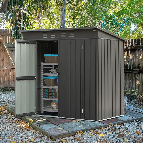 Photo 1 of ***Box 2 of 2***Domi Outdoor Storage Shed 5' x 3', Metal Waterproof Utility Tool Shed Storage House Clearance with Double Lockable Doors & Air Vent for Garden Backyard Patio Lawn Dark Gray