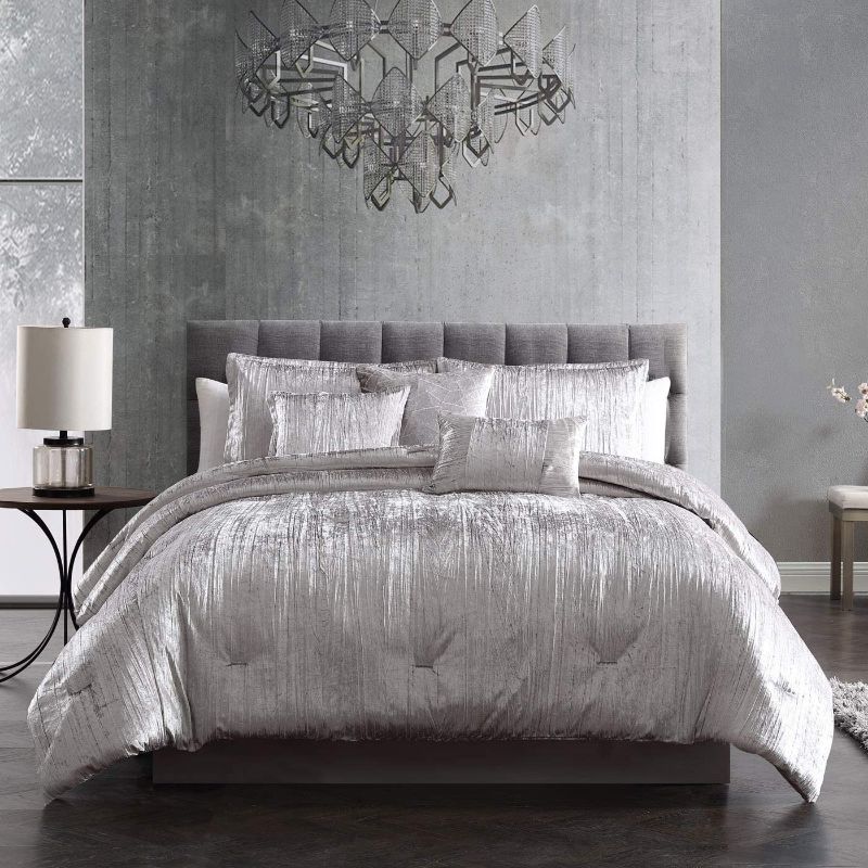 Photo 1 of Riverbrook Home Turin Comforter Set, Queen, Silver, 7-Piece Set