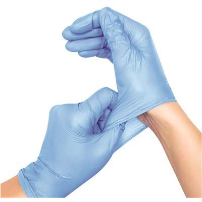 Photo 1 of (2 pack) Large Blue Synmax Vinyl/Nitrile Blend 4G Multi-Purpose Disposable Gloves, (100-Pack)
