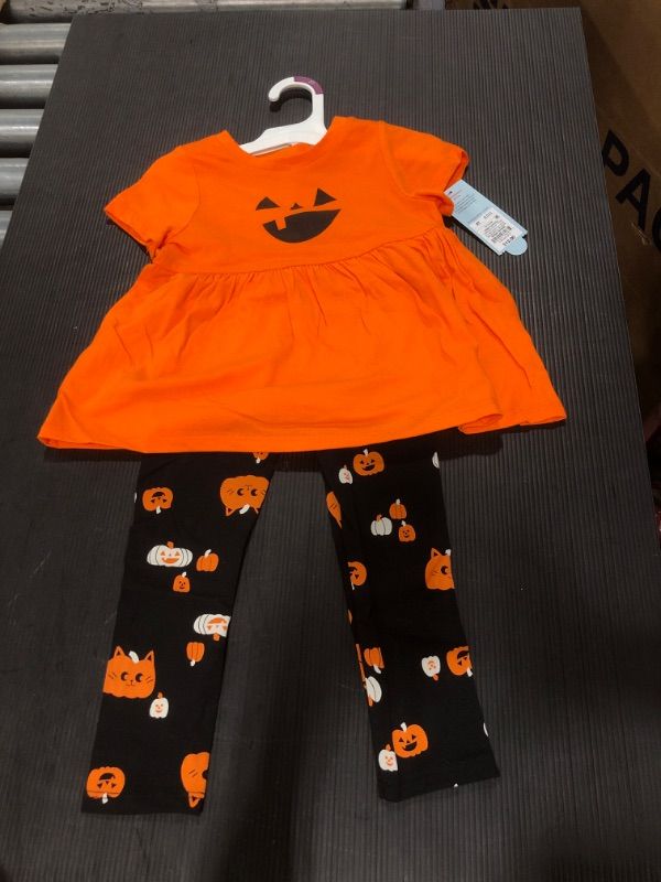 Photo 2 of 3T Girls' Short Sleeve Pumpkin Top & Halloween Leggings Set - Cat & Jack