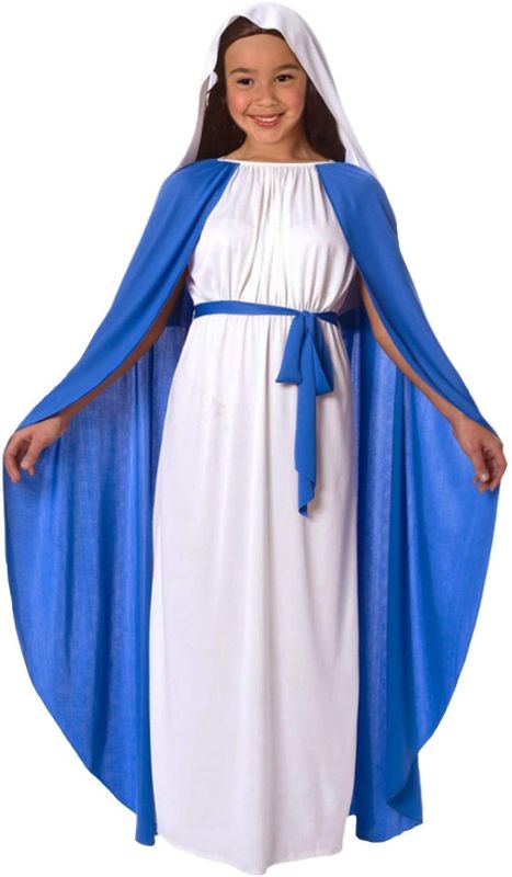 Photo 1 of Girls Virgin Mary Nativity Costume for Kids Religious Christmas Childs Outfit
