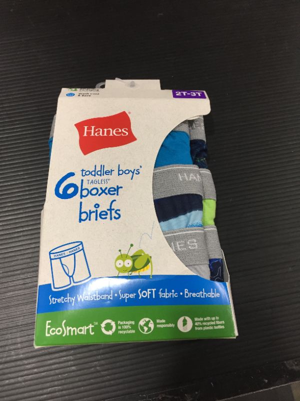 Photo 2 of Hanes Toddler Boys EcoSmart Tagless Boxer Brief Underwear, 6-Pack
2T-3T 