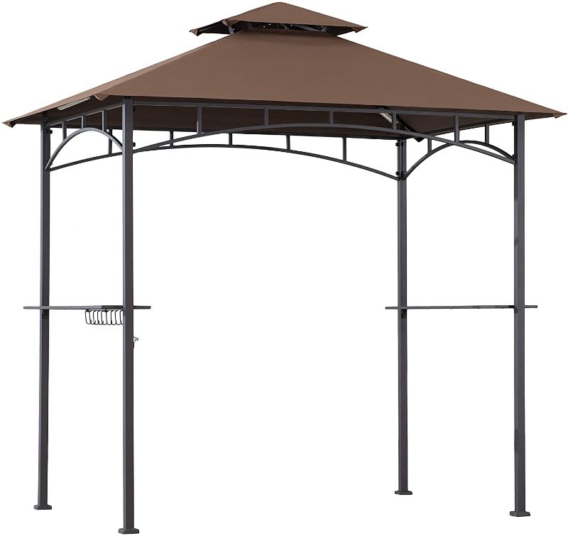 Photo 1 of Amazon Basics Outdoor Patio Grill Gazebo with LED Lights for Barbecue - Brown
