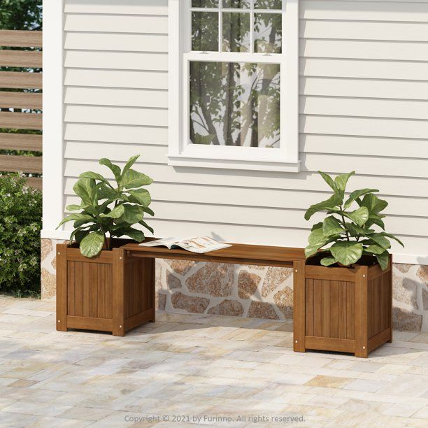 Photo 1 of Furinno 11" x 72" x 18" Brown Wood Planter Box
