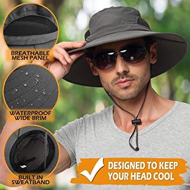 Photo 1 of EINSKEY Sun Hat for Men/Women, Waterproof Wide Birm Bucket Hat UV Protection Boonie Hat for Fishing Hiking Garden Beach