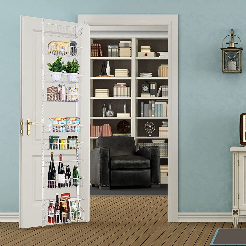 Photo 1 of Adjustable Wall Mount Spice Rack 8-Layer Over The Door Pantry Rack Storage Shelf Cabinet Behind the Door Metal Food Storage Rack