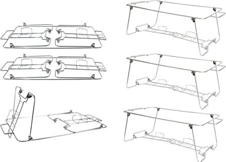 Photo 1 of 6 Pack Buffet Wire Rack Folding Chafing Stand Chrome Frame Serving Trays Food Warmer | Easy Foldable Collapsible for Storage & Reuse for Home Party, Wedding and Birthday Party Event Catering Supplies

