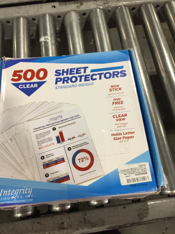 Photo 2 of Integrity Resources Crystal Clear Sheet Protectors, Top Loading, Durable, Archival Safe, PVC Free, Acid Free, Polypropylene, 8.5 x 11 Inch for 3 Ring Binder, Bulk Pack 500
