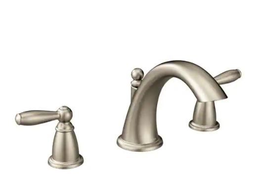 Photo 1 of Brantford 2-Handle Deck-Mount Roman Tub Faucet Trim Kit in Brushed Nickel (Valve Not Included)
