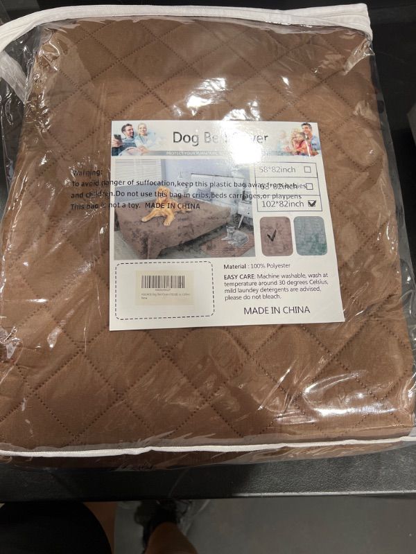 Photo 3 of Ameritex Waterproof Dog Bed Cover Pet Blanket with Anti-Slip Back for Furniture Bed Couch Sofa, 102x82 inches. Brown 