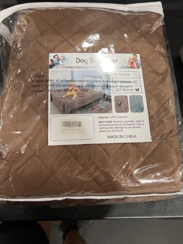 Photo 4 of Ameritex Waterproof Dog Bed Cover Pet Blanket with Anti-Slip Back for Furniture Bed Couch Sofa, 102x82 inches. Brown 