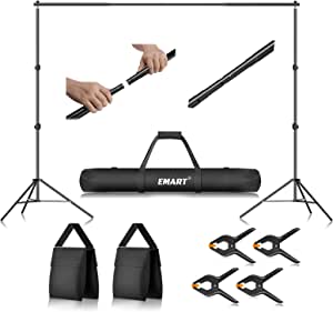 Photo 1 of EMART Photo Video Studio 10Ft Adjustable Background Stand Backdrop Support System Kit with Carry Bag
