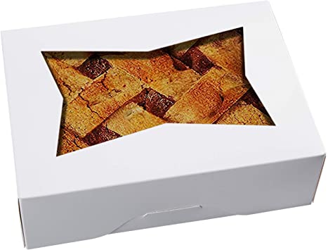 Photo 1 of [25pcs]8inch Cookie Boxes with Window Lid,White Cardboard Pops Treat Gift Bakery Box for Muffins and Pastry,Strawberries Chocolate Container in Bulk 8"x 5 3/4"x 2 1/2",Pack of 25
