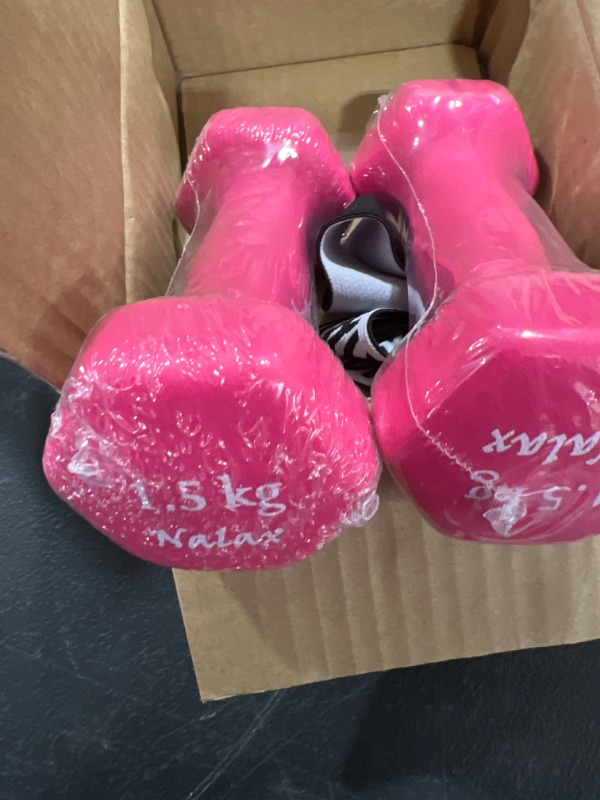 Photo 2 of 1.5 KG Pair of Dumbbells Set of 2 Soft Non Slip Grip Dumbbell, PINK