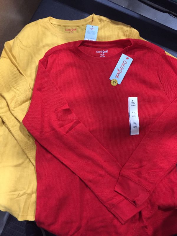 Photo 1 of 2 Pack Boys'- Cat & Jack™ Thermal Long Sleeve Red and Yellow T-Shirts [Size XL 16]