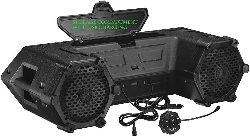 Photo 1 of Planet Audio PATV85 ATV UTV Weatherproof Sound System - 8 Inch Speakers, 1.5 Inch Tweeters, Built-in Amplifier, Bluetooth. Built-in LED Lightbar, Easy Installation for 12 Volt Vehicles