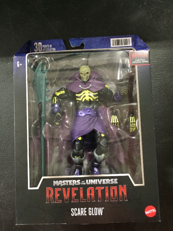 Photo 2 of Masters of the Universe Masterverse Scare Glow Action Figure with Glow-in-The-Dark Head & Accessories, 7-inch Motu Collectible